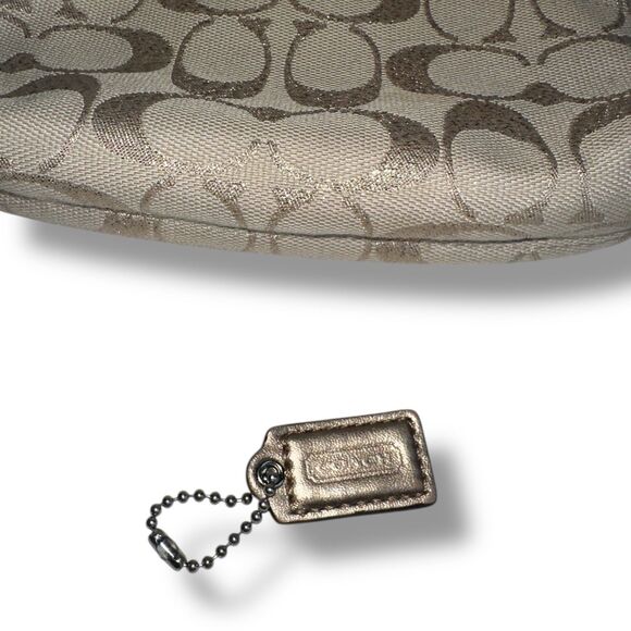 Coach Gold Metallic Leather Hang Tag Bag Charm Keychain Accessory - Picture 10 of 10